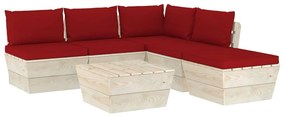 vidaXL 6-delige Loungeset met kussens pallet vurenhout