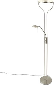 Moderne vloerlamp staal met leesarm incl. LED en dimmer - Divo