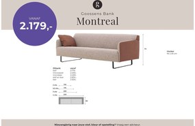 Goossens Excellent Bank Montreal bruin, stof, 4-zits, modern design