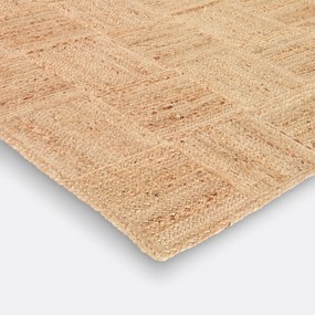 Geweven vloerkleed, met ruiten, in jute, Mulfier