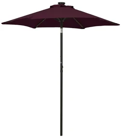 vidaXL Parasol met LED-verlichting 200x211 cm aluminium bordeauxrood