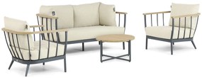 Stoel en Bank Loungeset 4 personen Aluminium/Teak Grijs  Apple Bee Condor