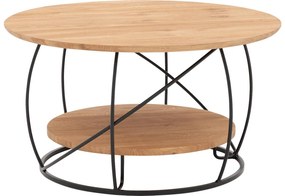 Goossens Salontafel Bellis rond, hout eiken blank, stijlvol landelijk, 80 x 45 x 80 cm