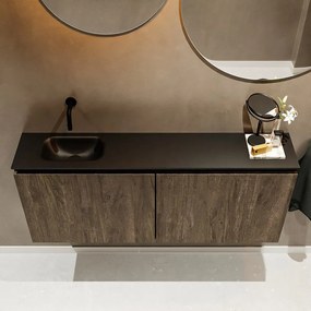 Mondiaz Ture 120cm toiletmeubel dark brown met wastafel urban links geen kraangat