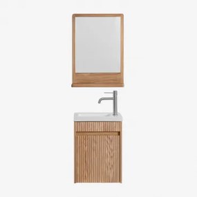 Badmeubelset Hout Met Geïntegreerde Wastafel Narek Ash Brown & Rechthoekig Hout 50x70 Cm Mazure & Geborsteld Grijs ↑20 Cm - Sklum