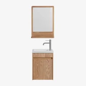 Badmeubelset Hout Met Geïntegreerde Wastafel Narek Ash Brown & Rechthoekig Hout 50x70 Cm Mazure & Geborsteld Grijs ↑20 Cm - Sklum
