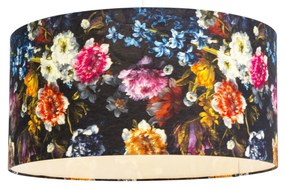 Stoffen Eettafel / Eetkamer Romantische hanglamp wit met bloemen kap 50 cm - Combi 1 Art Deco E27 rond Binnenverlichting Lamp