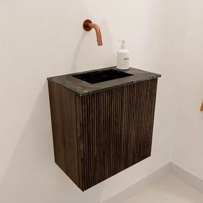 Mondiaz Joya DLux 40cm toiletmeubel walnut met wastafel faye midden zonder kraangat lava