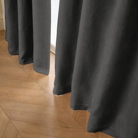 Verduisteringsgordijn van gewassen linnen, leren lussen, Private