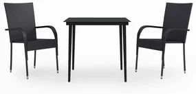 vidaXL 3-delige Tuinset zwart
