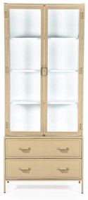 Eleonora Industrieel Hoge Vitrinekast Zandkleurig Metaal - 93x47x220cm.