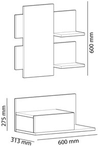 Set van 3 wandplanken Ferrol met spiegel | Hannah Home