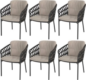 Albareto dining tuinstoel antraciet rope Taste 4SO set van 6