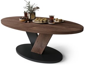 LOVA Eik Bruin/Zwart - OVALE SALONTAFEL 110x60 cm MODERNE KOFFIETAFEL