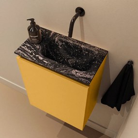 Mondiaz Ture DLux toiletmeubel 40cm ocher met wastafel lava rechts zonder kraangat