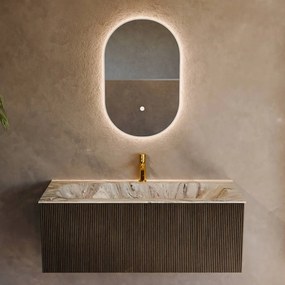 Mondiaz Kurve-dlux 110cm badmeubel shadow met 1 lade en wastafel big medium midden 1 kraangat glace