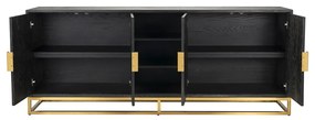 Richmond Interiors Blackbone Gold Groot Dressoir Zwarte Visgraat Met Goud - 225x45x90cm.