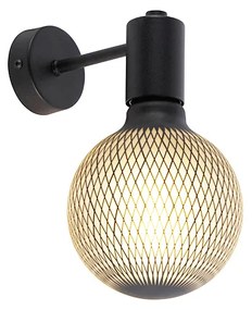 QAZQA Industriële wandlamp zwart incl. G125 DECO 180lm - Facil 1 Design, Modern E27 cilinder / rond Binnenverlichting Lamp