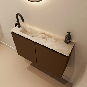 Mondiaz Ture DLux toiletmeubel 80cm rust met wastafel frappe links met kraangat