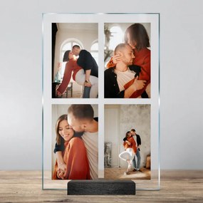 INSPIO Foto op glas in een houten lijst, fotocollage