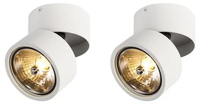 Set van 2 Spot / Opbouwspot / Plafondspots wit rond verstelbaar - Go Nine Design, Industriele / Industrie / Industrial, Modern G9 Binnenverlichting Lamp
