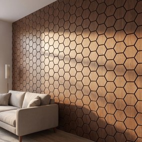 Hexagon Panel Walnoot 81CM | Akoestisch | Wanddecor | Zeshoekig