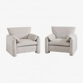 Set Van 2 Freddy Chenille Fauteuils Zand Grijs - Sklum