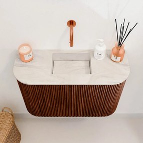 Mondiaz Joya DLux 65cm toiletmeubel ronding links/rechts ruby met wastafel faye midden zonder kraangat ostra