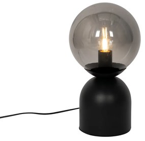 Hotel chique tafellamp zwart met smoke glas - Pallon Trend Design E27 bol / globe / rond Binnenverlichting Lamp