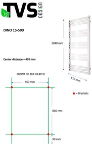 TVS Design Dino handdoekradiator chroom 310W 104x50cm