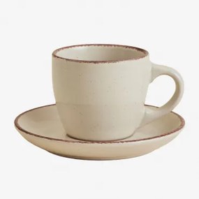 Verpakking Van 2 Ronilena Aardewerk Koffiekopjes Met Schoteltjes, 9 Cl Tapioca Beige - Sklum