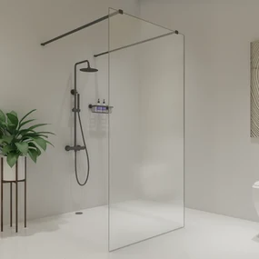 Saniclear Redro vrijstaande douchewand 100x200cm verouderd ijzer - gunmetal