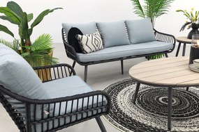 Garden Impressions Margriet stoel-bank loungeset - Carbon black/Mint grey - 5 delig
