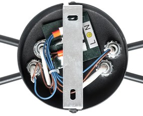 Moderne plafondlamp zwart 4-lichts met smoke glas - Athens