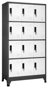 vidaXL Lockerkast 90x45x180 cm staal antracietkleurig en wit