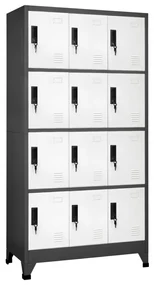 vidaXL Lockerkast 90x45x180 cm staal antracietkleurig en wit