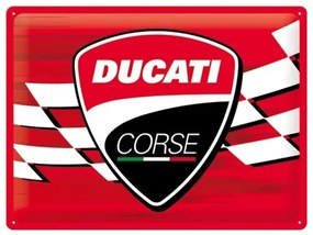 Metalen bord Ducati Corse - Logo Racing Flag