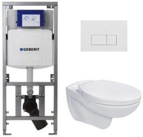 Adema Classico toiletset bestaande uit inbouwreservoir en toiletpot, basic toiletzitting en bedieningsplaat rechte knoppen wit SW1152613/SW706187/0701131