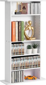 VEVOR Media-opbergkast, 5-laags dvd-rek voor maximaal 240 cd's, verstelbare cd-planken, beschermt en organiseert muziek-, film-, videogame- of memorabiliacollecties, wit