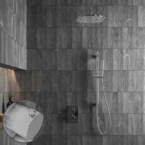 Saniclear Talpa Stripes inbouw regendouche met 20cm hoofddouche, muurarm en glijstang chroom
