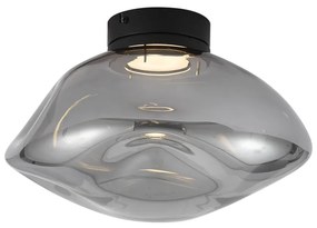 Design plafondlamp zwart met smoke glas - Gemma