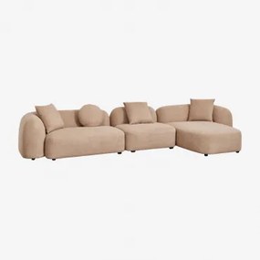 3-delige Modulaire Rechter Chaise Longue Bank In Chenille Coco Chenille Dik Lattebruin - Sklum