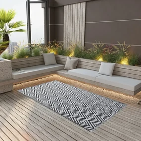 vidaXL Buitenkleed 120x180 cm PP wit en zwart