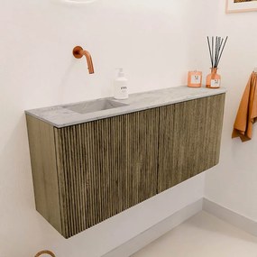 Mondiaz Joya DLux 100cm toiletmeubel ronding rechts dusk met wastafel faye links zonder kraangat glace