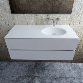 Zaro Sevilla Solid Surface badmeubel 120cm mat wit zonder kraangat spoelbak rechts