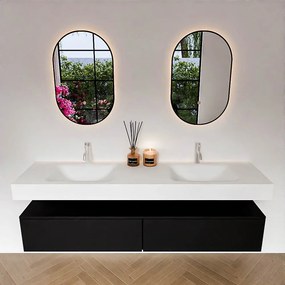 Zaro Alan badmeubel 180cm urban 2 lades met vrijhangende wastafel cloud dubbel 2 kraangaten talc