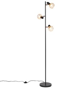 Vloerlamp zwart met koper 3-lichts - Mesh Modern E14 Draadlamp Binnenverlichting Lamp