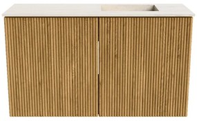 Mondiaz Joya DLux 70cm toiletmeubel oak met wastafel faye rechts 1 kraangat meli