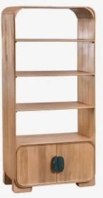 Kivalina 190 Cm Boekenplank Van Mangohout En Natuursteen Udaipur Groen Marmer - Mangohout - Sklum