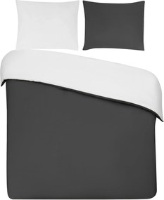 Dekbedovertrek Percal– 100% percal katoen – 140×200/220 – antraciet/wit